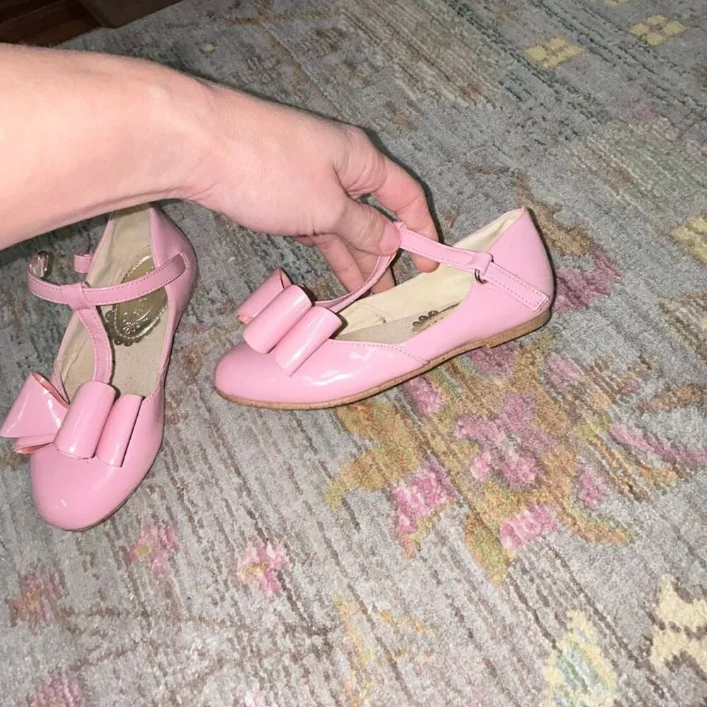 Joyfolie pink patent leather bow flats sz 10